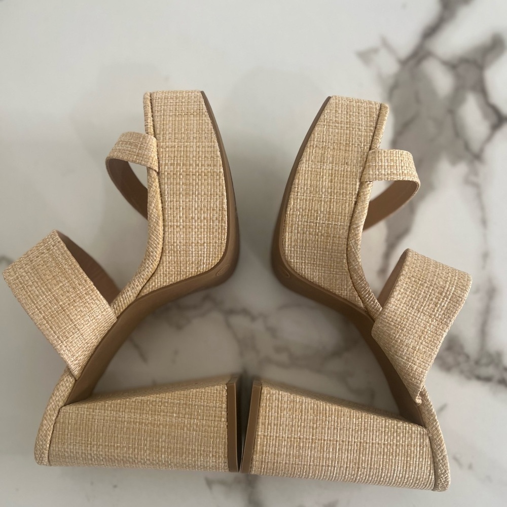 SHEIN Beige Woven Platform Block Heel Sandals - Picture 5 of 7